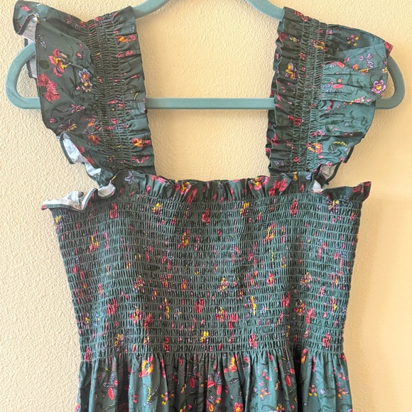 New! Hill House The Ellie Nap Dress Medium Bottle Green Fleur Chintz - Picture 9 of 9